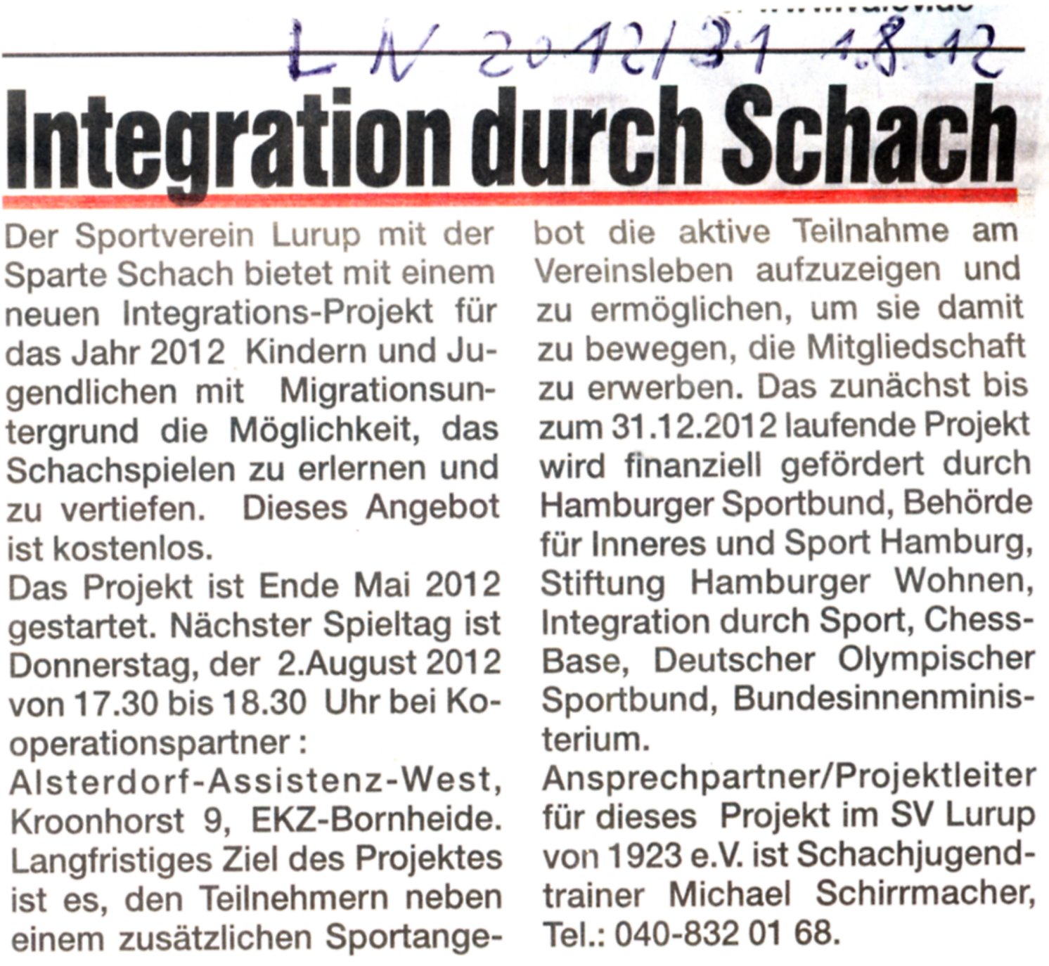 Luruper Nachrichten v. 1.August 2012