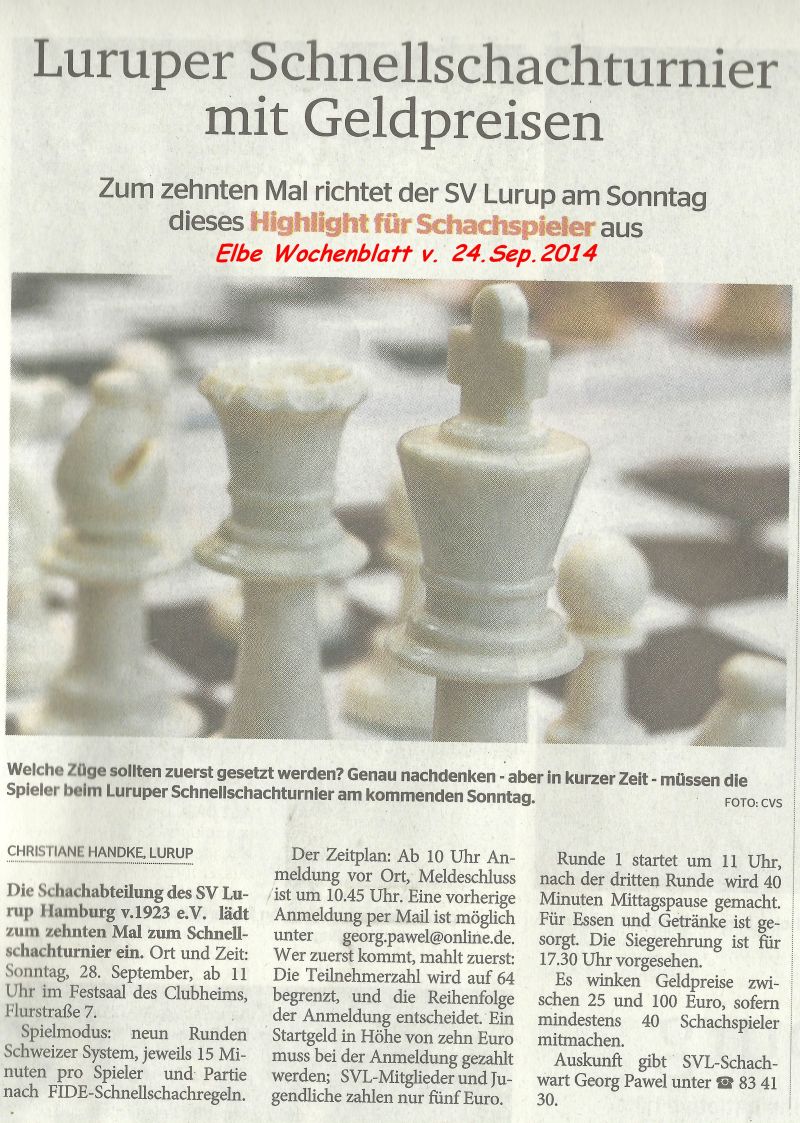 Vorbericht Elbe-Wochenblatt